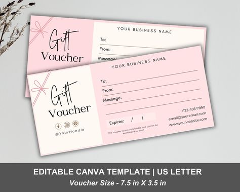 Editable Gift Certificate Template, Beauty Business Supplies, Estheticians Salon, Lash, Hair, Nails Tech Pink Gift Voucher, Canva Template Nails Tech, Canva Tutorials, Free Design Elements, Gift Certificate Template, Canva Tutorial, Gift Voucher, Download Button, Gift Certificate, Hair Nails