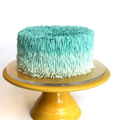 Ombré Shag, Cake 2 Layer, Shag Cake, Turquoise Ombre, Cake Vanilla, Chocolate Chip Cake, Watercolor Cake, Ombre Cake, Creative Birthday Cakes