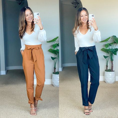 High Waist Bow Pants, Tie Waist Pants Outfit Work, High Waist Paperbag Pants Outfit, Black Paperbag Pants Outfit Work, High Waisted Black Pants Outfit Work, Paperbag Pants Outfit Work, Black Paperbag Pants Outfit, High Waisted Black Pants Outfit, Bow Pants Outfit