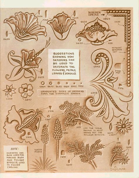 Leather Tutorial, Leather Working Patterns, Leather Patterns, Leather Working Tools, Leather Tooling Patterns, Diy Leather Projects, Tooling Patterns, Leather Engraving, Belt Pack