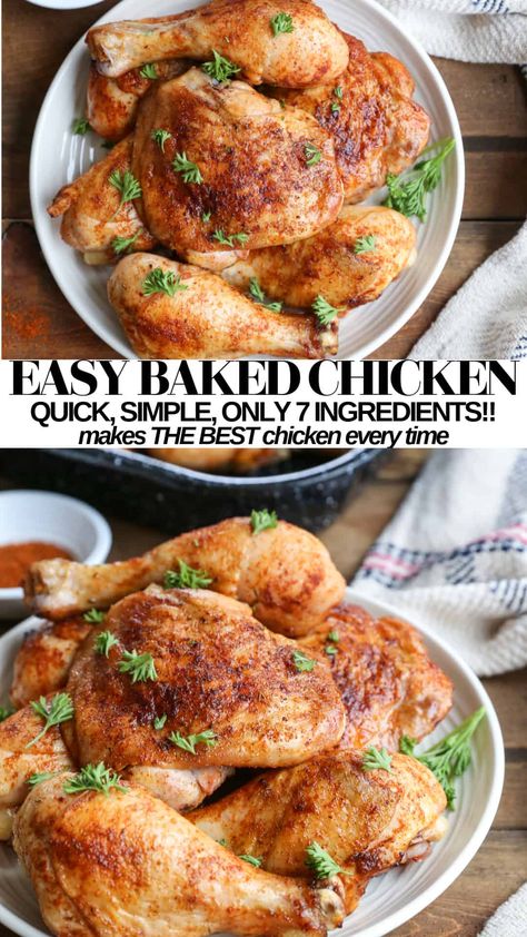 Easy Baked Chicken - The Roasted Root Drumstick Recipes Oven, Chicken Thighs And Drumsticks, Easy Baked Chicken Thighs, Oven Baked Chicken Thighs, Crispy Oven Baked Chicken, Baked Chicken Drumsticks, Amazing Chicken, Chicken Drumstick Recipes, Crispy Baked Chicken