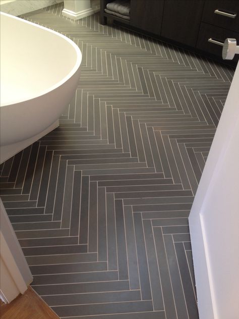 slim herringbone slate tile floor - would also look beautiful as the back wall of a walk in shower Slate Herringbone Tile Floor, Slate Interior, Tile Floor Diy, Cottage Style Bathrooms, Herringbone Tile Floors, Slate Tile Floor, Slate Flooring, Herringbone Tile, Slate Tile