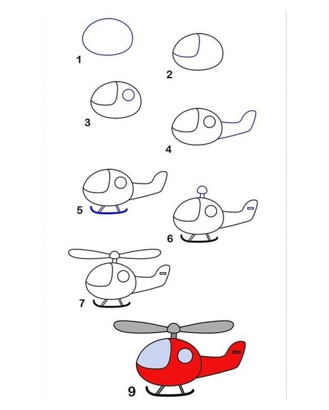 Toddler Projects, Easy Drawings For Kids, Dino Party, Cute Easy Drawings, Step By Step Drawing, Projects For Kids, Drawing Tutorial, Helicopter, Easy Drawings