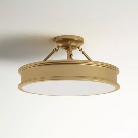 Everlee 3 - Light 19'' Shaded Drum Semi Flush Mount | Wayfair North America Ranch Bathroom, Semi Flush Lighting, Drum Chandelier, Semi Flush Mount Lighting, Ceiling Fan With Remote, Bath Light, Lighting Products, Semi Flush Mount, Flush Mount Lighting