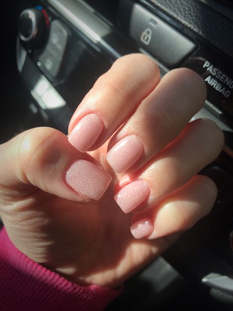 Nude With Sparkle Nails, Nude Pink Sparkle Nails, Nude Glitter Nails Short, Nude Glittery Nails, Nude Sparkle Acrylic Nails, Sparkly Dip Nails, Glittery Nude Nails, Nude Sparkle Nails, Glitter Square Nails