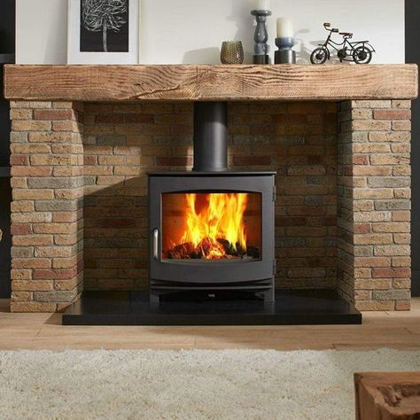 Wooden Mantelpiece, Wood Burning Stoves Living Room, Slate Hearth, Fireplace Tool, Wood Stove Fireplace, Iron Fireplace, Wood Fuel, Freestanding Fireplace, Cast Iron Fireplace