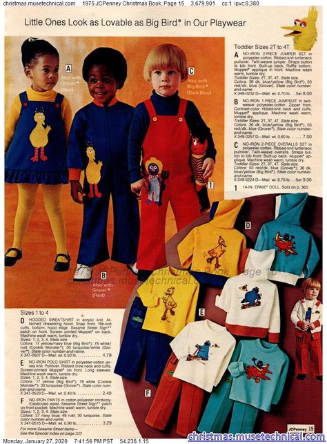 80’s Outfits, Kids Catalogs, Juniors Fashion, Attic Studio, Sesame Street Muppets, Vintage Kids Clothes, Character Clothing, Kid Clothing, Retro Housewife