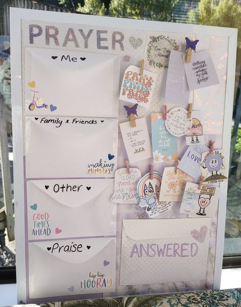 Lavender Prayer Board Prayer Boards For Kids, Prayer Boards With Friends, Prayer Board Categories, Prayer Board Party, Prayer Border Ideas, Christian Board Ideas, Prayer Board Aesthetic, Pray Board Ideas, Prayer Board Inspiration