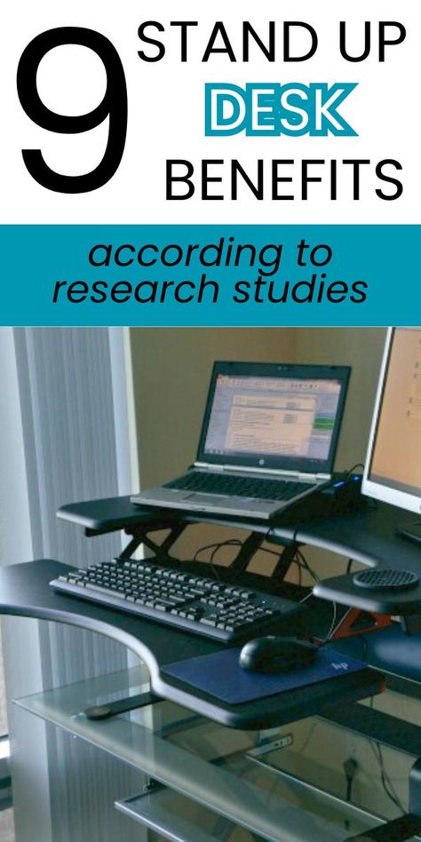 stand up computer desk with a laptop Office Standing Desk Workspaces, Increasing Productivity, Standing Desk Height, Improving Posture, Standing Desk Ergonomics, Healthy Living Inspiration, Standing Desk Office, Stand Up Desk, Healthy Work