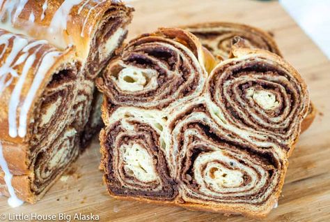 This recipe for Povitica makes a great swirled looping bread all stuffed in a bread pan. It's glorious but also a labor of love. #povitica #poviticabread #poviticabreadrecipe #poviticarecipe #poviticapaulhollywood #poviticagbbo Povitica Bread Recipe, Povitica Recipe, Gbbo Recipes, Bread Pan, Monkey Bread, Pan Bread, Sweet Bread, Loaf Bread, Cookbook Recipes