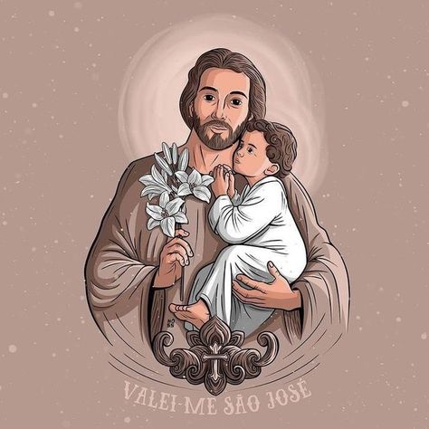 Saint Joseph Art, Catholic Wallpaper, Catholic Decor, Sao Jose, Pictures Of Christ, Jesus And Mary Pictures, Christian Images, Christian Artwork, Catholic Kids