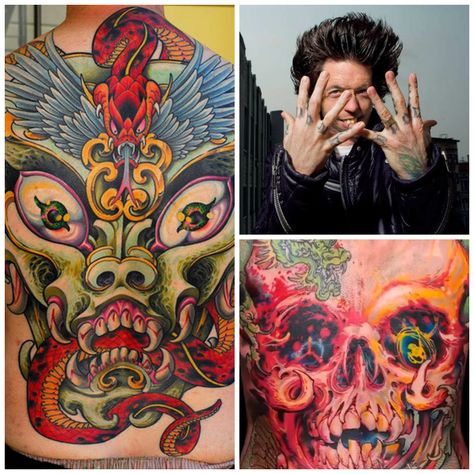 Grime Tattoo Collage skull bright colors snakes flowers Grime Tattoo Artist, Skull With Snakes And Flowers Tattoo, Grime Tattoo, Skull Snake Flower Tattoo Design, Skull With Snakes Tattoo, Snake In Skull Tattoo, Skull Snake Tattoo Traditional, Grime Artists, Olive Branch Tattoo