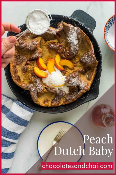 Peach Dutch Baby, Dutch Baby Pancakes, Dutch Baby Pancake Recipe, Dutch Baby Recipe, Baby Pancakes, Dutch Baby Pancake, Dutch Baby, Cooking On A Budget, Pancake Batter