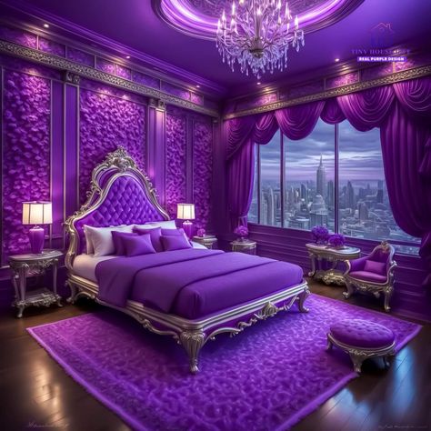 Mansion Purple, Beautiful Dorm Room, Purple Bedroom Decor, Elegant Bedroom Decor, Purple Room Decor, Purple Home Decor, White Bedroom Decor, Dream Bedroom Inspiration, House Bedrooms