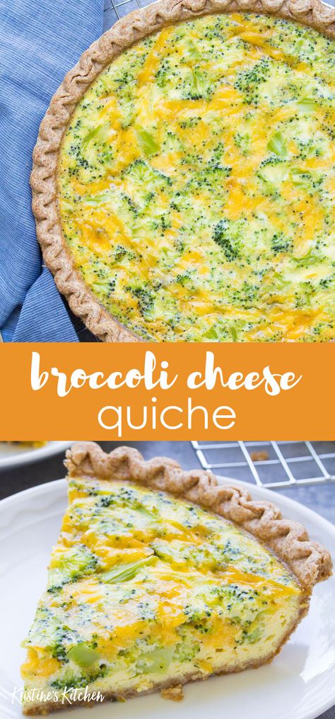 The easiest Broccoli Cheese Quiche recipe! This delicious quiche is made with just 5 ingredients, including cheddar cheese. It's perfect for breakfast, brunch, lunch or dinner! #quiche #broccoli #breakfast Quiche Chorizo, Broccoli Cheese Quiche, Breakfast Quiche Recipes Easy, Broccoli Quiche Recipes, Cheddar Quiche, Cheese Quiche Recipe, Broccoli Quiche, Vegetable Quiche, Breakfast Quiche Recipes