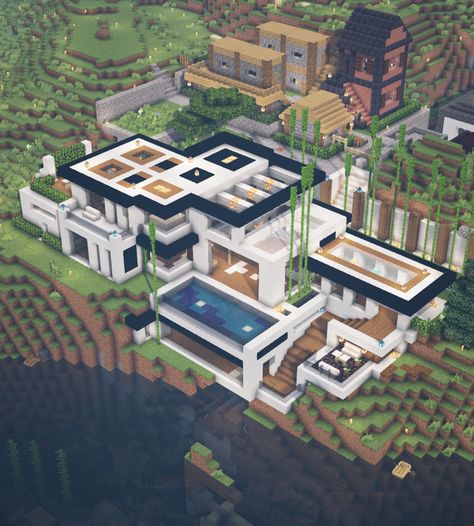 Minecraft Penthouse, Minecraft Basics, Minecraft Modern Mansion, Modern Minecraft, Penthouse Ideas, Modern Minecraft Houses, Minecraft Mansion, Minecraft Images, Minecraft House Plans