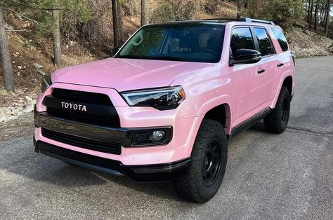 Pink Toyota 4runner, Light Pink Wrapped Car, Pink 4runner, 4runner Aesthetic, Pink Toyota, Unrealistic Dreams, Pink Chevy, Four Runner, 2023 Vibes