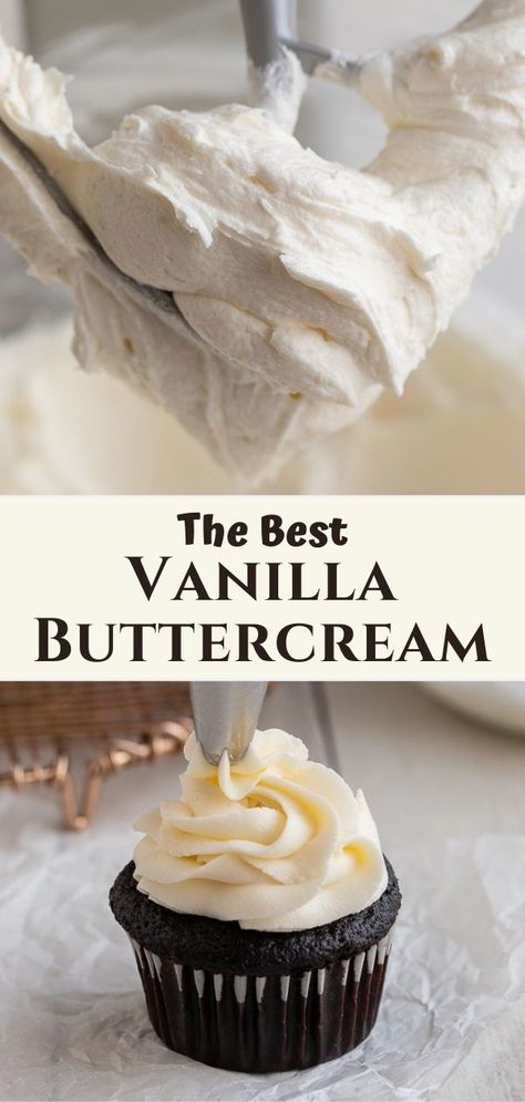 Simple Vanilla Frosting Recipe, Simple Vanilla Frosting, Dessert Fillings, Brownie Icing, Vanilla Icing Recipe, Vanilla Frosting Recipe, American Buttercream Frosting, Easy Vanilla Frosting, Vanilla Brownies