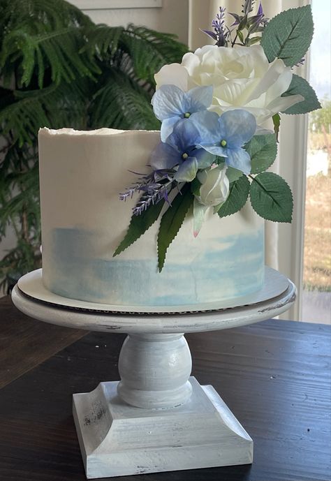 60th Cake, Cake Toppings, Blue Skies, Dessert Ideas, Cake Ideas, Cake Desserts, Cake Stand, Wedding Cake, Blue Sky