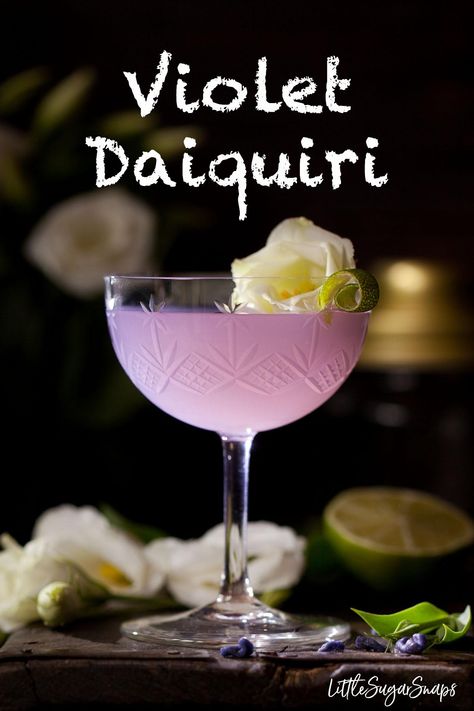 VIOLET DAIQUIRI COCKTAIL #daiquiri #daiquiricocktail #violetrecipe #violetcocktail #violetdrink #violetsyrup #whiterumcocktail #bacardicocktail #cubanrumcocktail #whitecubanrum Bacardi Cocktails, Violet Cocktail, Bacardi Cocktail, Sour Drink, Hawaiian Cocktails, Daiquiri Cocktail, Rum Cocktail Recipes, Winter Greenhouse, Cocktail Ideas