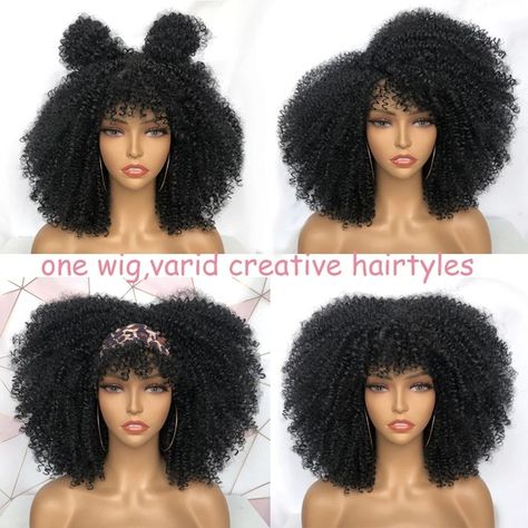 Short Hair Afro Curly Wig With Bangs For Women 14”african Synthetic Ombre Blonde Wig Glueless Cosplay Wigs Heat Resistant Gembon - Synthetic Wigs(for Black) - AliExpress Natural Hair Ombre, Black Women Cosplay, Curly Wigs With Bangs, Bangs For Black Women, Curly Afro Wig, Cabello Afro Natural, Short Afro, Hair Afro, Women Cosplay