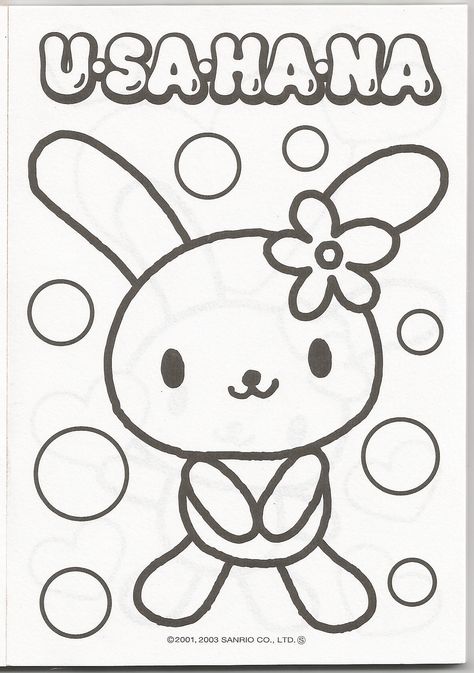 Sanrio - U*Sa*Ha*Na - Coloring Book with Stickers - Page 1 Usahana Coloring Page, Sanrio Coloring Pages Printable, Sanrio Coloring Pages, Sanrio Coloring, Hello Kitty Book, Happy Birthday Coloring Pages, Mothers Day Coloring Pages, Hello Kitty Colouring Pages, Rabbit Colors