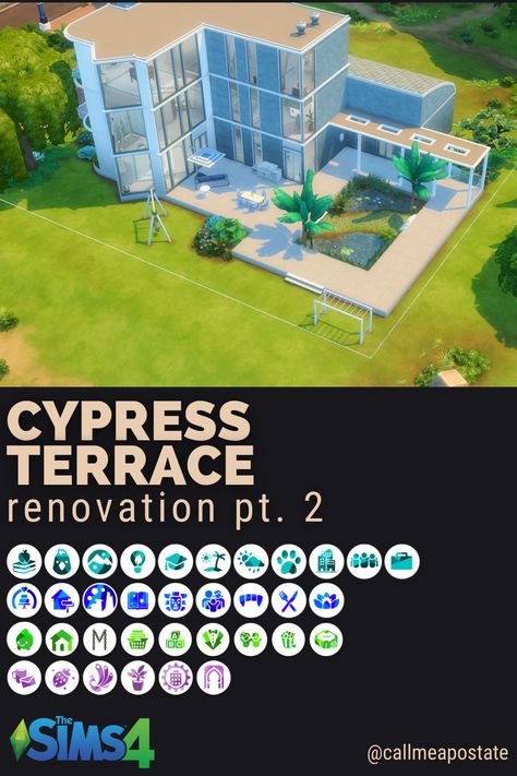 The one where I renovate Cypress Terrace. Part 2. ⭐Available in gallery! Cypress Terrace Reno. 🆔Gallery ID: callmeapostate 🏠4 bed, 4 bath 📐Lot Dimensions: 40x30 💰$239,758 🛠️No CC and no mods! ✅Play tested! Packs used: 🤍EP: High School Years, Cottage Living, Snowy Escape, Eco Lifestyle, Discover University, Island Living, Seasons, Cats & Dogs, City Living, Get Together, and Get to Work. 💙GP: My Wedding Stories, Dream Home Decorator, Journey to Batuu, Realm of Magic, Jungle Advent... Magic Jungle, Terrace Renovation, Snowy Escape, Eco Lifestyle, Wedding Stories, High School Years, The One Where, Island Living, Sims 4 Game