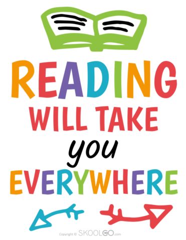 Reading Week Poster, Motivational Quotes For Reading, Reading Will Take You Everywhere, Reading Motivation For Kids, Importance Of Reading Poster, Library Quotes For Kids, Importance Of Education Poster, Poster About Reading, Quotes About Reading For Kids