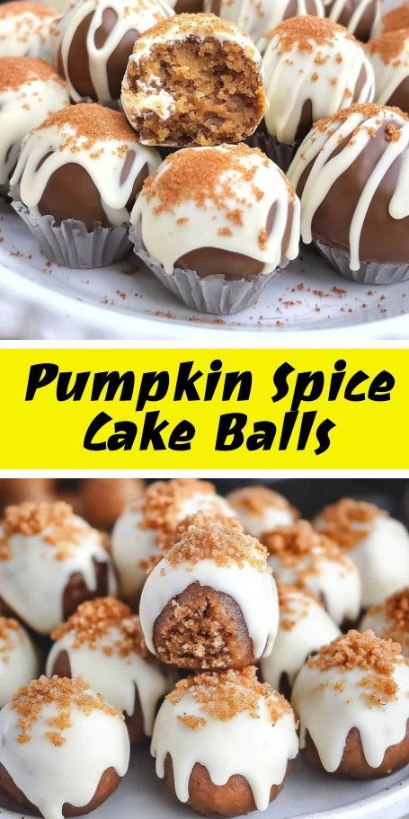 Pumpkin Spice Cake Balls with Maple Drizzle Pinterest Pin: Perfect autumn treat for seasonal gatherings or a cozy afternoon snack. Rich pumpkin flavor paired with luscious maple drizzle. #PumpkinSpice #CakeBalls #AutumnTreats #MapleDrizzle #FallDesserts #InFineTaste #PumpkinRecipes #DessertIdeas #SweetTreats #SeasonalBaking Pumpkin Spice Glazed Cake Bites, Pumpkin Spice Cake Balls Easy, Spice Cake Cake Balls, Spice Cake Balls, Pumpkin Spice Cake Pops, Pumpkin Spice Cake Balls, Christmas Cake Balls, Gluten Free Spices, Seasonal Baking