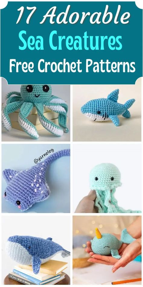 Almost all of the patterns are suitable for beginners and use typical amigurumi stitches such as magic ring, single crochet, and slip stitch to name a few. Creature Creation, Crochet Fish Patterns, Crochet Sea Creatures, Ring Crochet, Crochet Fish, Easy Crochet Animals, Quick Crochet Patterns, Easy Crochet Patterns Free, Crochet Animals Free Patterns