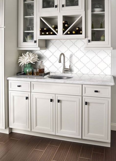 Whisper White Arabesque Tile - MSI Backsplash Tile White Arabesque Tile, Arabesque Tile Backsplash, Backsplash Arabesque, Kitchen Backsplash Tile Designs, Neutral Backsplash, Gray Tile, White Kitchen Tiles, White Kitchen Backsplash, Grey Backsplash