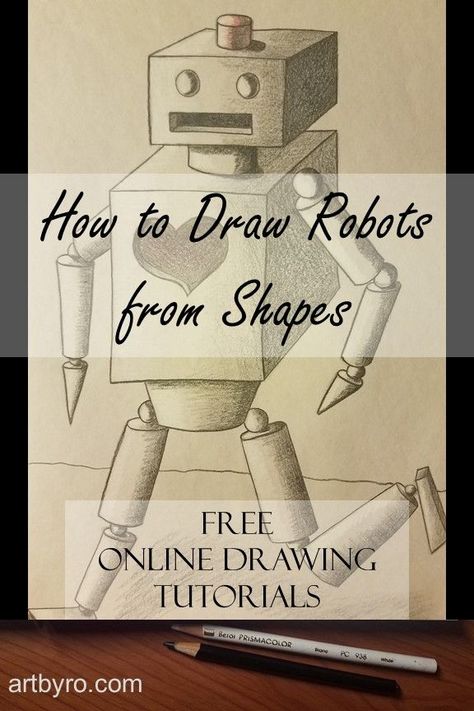 Learn how to draw 3D robots using shapes and forms in this easy to follow art lesson. You'll learn how to add highlights and shadows on toned paper as well. #learntodraw #arttutorial #drawinglesson #robots How To Draw Robots, Shadow Lessons, How To Draw 3d, Easy Art Lessons, Shapes Lessons, Shapes And Forms, How To Draw Steps, 6th Grade Art, Learning Shapes