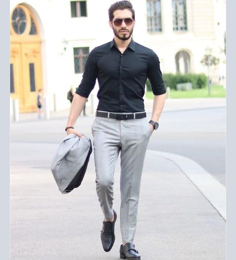 Pant Shirt Combination Men, Shirt Combination Men, Formal Pant Shirt, Black Shirt Outfits, Formal Dresses For Men, Black Dress Shirt, Western Outfits Men, Formal Men Outfit, Mode Costume