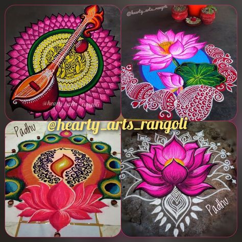 Lotus And Peacock Rangoli, Realistic Rangoli For Diwali, Big Rangoli Designs Creativity, Beautiful Rangoli Designs Latest, Latest Rangoli Designs Images, Round Rangoli, Attractive Rangoli Designs, Lotus Rangoli Designs, Navratri Decor