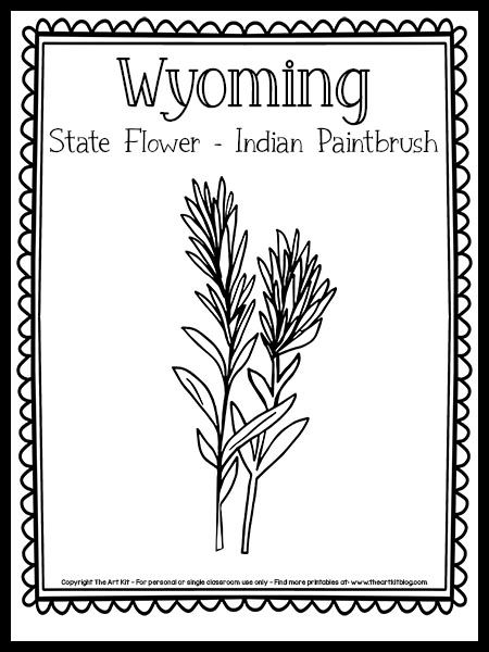 Wyoming Coloring Pages, Wyoming State Flower, 50 States Coloring Pages, Indian Paintbrush Tattoo Black And White, Wyoming Tattoo Ideas, Wyoming Tattoo, Indian Paintbrush Tattoo, Chamber Logo, Paintbrush Tattoo