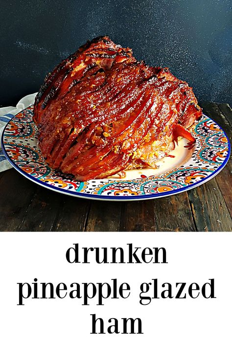 Rum Glazed Ham, Drunken Ham Recipe, Cranberry Pineapple Ham Glaze, Roasted Ham With Pineapple, Pineapple Glaze Ham, Smoked Ham With Pineapple, Dole Pineapple Glazed Ham, Drunk Ham, Traeger Smoked Ham Recipes