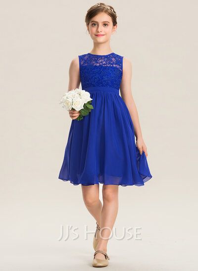 [£58.00] A-Line Scoop Neck Knee-Length Chiffon Lace Junior Bridesmaid Dress Confirmation Dresses, Knee Length Bridesmaid Dresses, Lace Homecoming Dresses Short, Two Piece Homecoming Dress, Lace Beach Wedding Dress, Dresses Chiffon, Bridesmaid Dresses Online, Lace Homecoming Dresses, Lace Bridesmaid Dresses