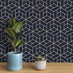 VaryPaper 17.7"x78.7" Navy Blue Hexagon Geometric Wallpaper Stick and Peel Decorative Geometric Contact Paper for Walls Removable Waterproof Modern Wallpaper for Bathroom Kitchen Bedroom Wallpaper Stick And Peel, Wallpaper For Bathroom, Contact Paper, Bathroom Wallpaper, Modern Wallpaper, Geometric Wallpaper, Kitchen Bedroom, Navy Blue, Navy