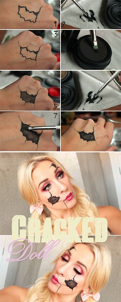 Doll Makeup Tutorial, Doll Makeup Halloween, Halloween Maquillage, Halloween Makeup Hacks, Make Up Diy, Halloweenský Makeup, Halloween Make-up Looks, Makeup For Halloween, Make Up Tutorials