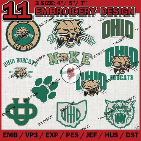 11 Ohio Bobcats Bundle Embroidery Design Files, NCAA Embroidery files, NCAA Ohio Bobcats embroidery Design, Digital Download - Payhip Cricut Ohio State Buckeyes Svg, Georgia Bulldogs Embroidery Designs, Ohio University Logo, Bobcat Mascot Design, Ohio University Bobcats, Ohio Bobcats, Ohio University, Word Mark Logo, Machine Embroidery Patterns