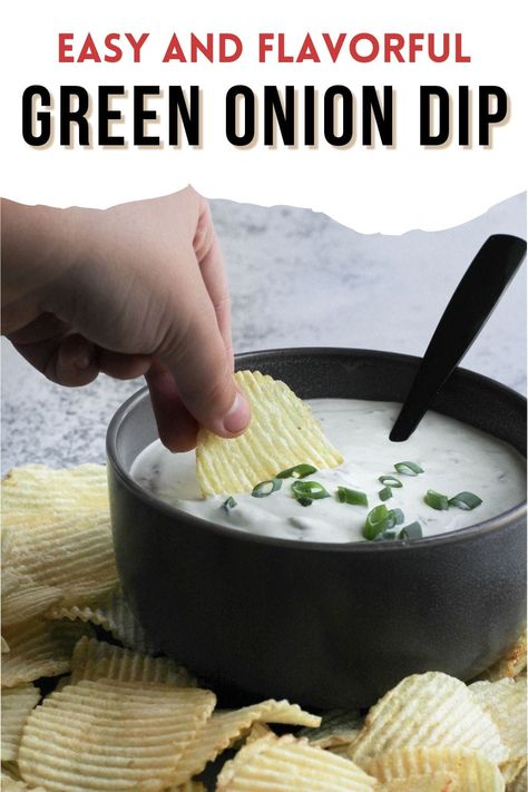 Easy Green Onion Dip Onion Dip Recipe Easy, Green Onion Dip Recipe, Onion Chip Dip, Green Onion Dip, Gluten Free Dips, Gluten Free Sauces, Meat Free Recipes, Dip Recipes Easy, Onion Dip