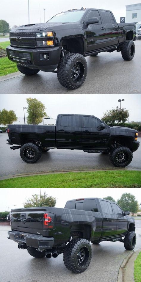 black on black 2018 Chevrolet Silverado 2500 LTZ lifted truck Lifted Chevy Trucks Silverado 2500, Chevrolet Trucks Silverado, Black Trucks, Chevy Trucks Older, Country Trucks, Custom Lifted Trucks, Chevy Trucks Silverado, Chevy Diesel Trucks, Trucks Lifted Diesel