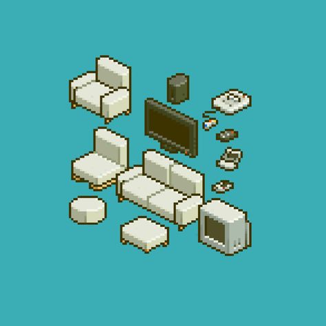 Pixel art furniture Pixel Furniture Art, Cute Isometric Art, Furniture Pixel Art, Pixel Art Assets, Pixel Art Furniture, Pixel Furniture, Pixel Art Room, Pixel Art Isometric, Pixel Book