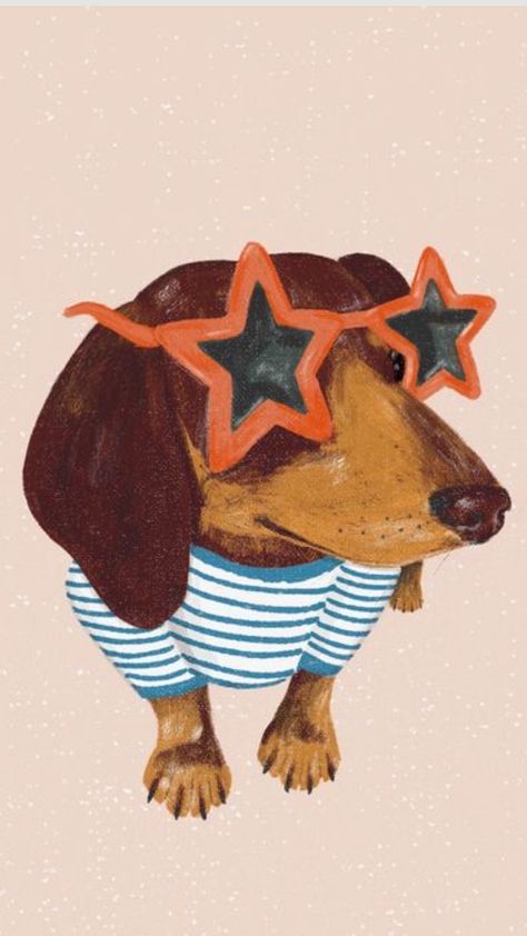 Dachshund Dog Illustration, Sausage Dog Painting, Sausage Dog Wallpaper, Dachshund Sketches, Wiener Dog Drawing, Dachshund Drawings, Dog Painting Ideas, Sausage Dog Illustration, Boxer Dog Illustration