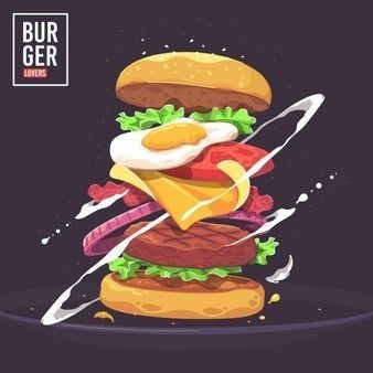 Burger Vector, Pop Art Food, Vegetable Illustration, Food Art Photography, Fast Food Menu, Food Cartoon, Food Graphic Design, Food Painting, Food Backgrounds