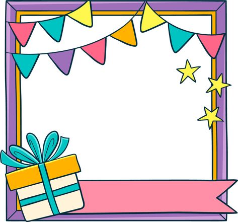 Birthday Border, Birthday Card Background, Project Cover, Project Cover Page, Transparent Frame, Jolly Phonics, Cute Frames, Frame Png, Birthday Frames