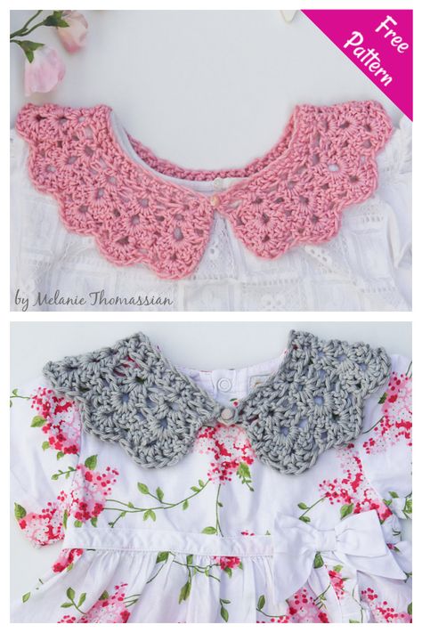 Peter Pan Collar Free Crochet Pattern Crochet Peter Pan Collar, Crochet Totoro, Dog Clothes Patterns Sewing, Crochet Collar Pattern, Easy Bag, Crochet Lace Collar, Collars Diy, Scrap Yarn, Crochet Toddler