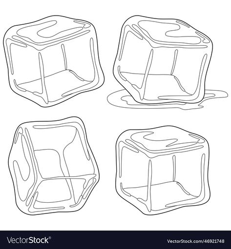 Ice Cube Drawing, Ice Cubes, Ice Cube, Coloring Page, Png Images, White Background, Coloring Pages, Preschool, Vector Images