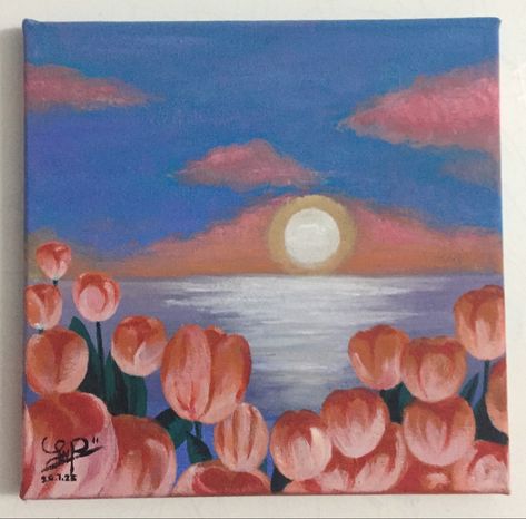 Pink tulip painting Pink Tulip Painting, Tulip Flower Drawing, Tulip Painting, Tulip Fields, Canvas Painting Designs, Sky Painting, Canvas Ideas, Painting Designs, Pink Tulips