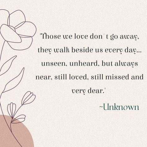 "Those we love don't go away, they walk beside us every day... unseen, unheard, but always near, still loved, still missed, and very dear." - Unknown Losing a loved one is never easy, but their presence remains with us in the most profound ways. Memorial jewellery can serve as a beautiful reminder of this enduring connection, allowing us to keep their memory close to our hearts. Each piece symbolizes the love and bond that never fades, providing comfort and strength through the hardest tim... Memories Of Loved Ones Lost Quotes, Forever In My Heart Quotes Memories, When Someone You Love Becomes A Memory, Quote Memory Moments, Always Loved Never Forgotten, Remembrance Jewelry, Losing A Loved One, Keepsake Jewelry, Memorial Jewelry